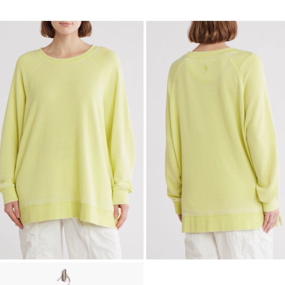 NEW Free People playbook oversized tunic with pockets color sour citrus Size M